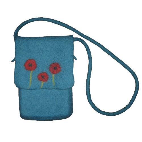 Blaue Mohnblütentasche  aus Filz